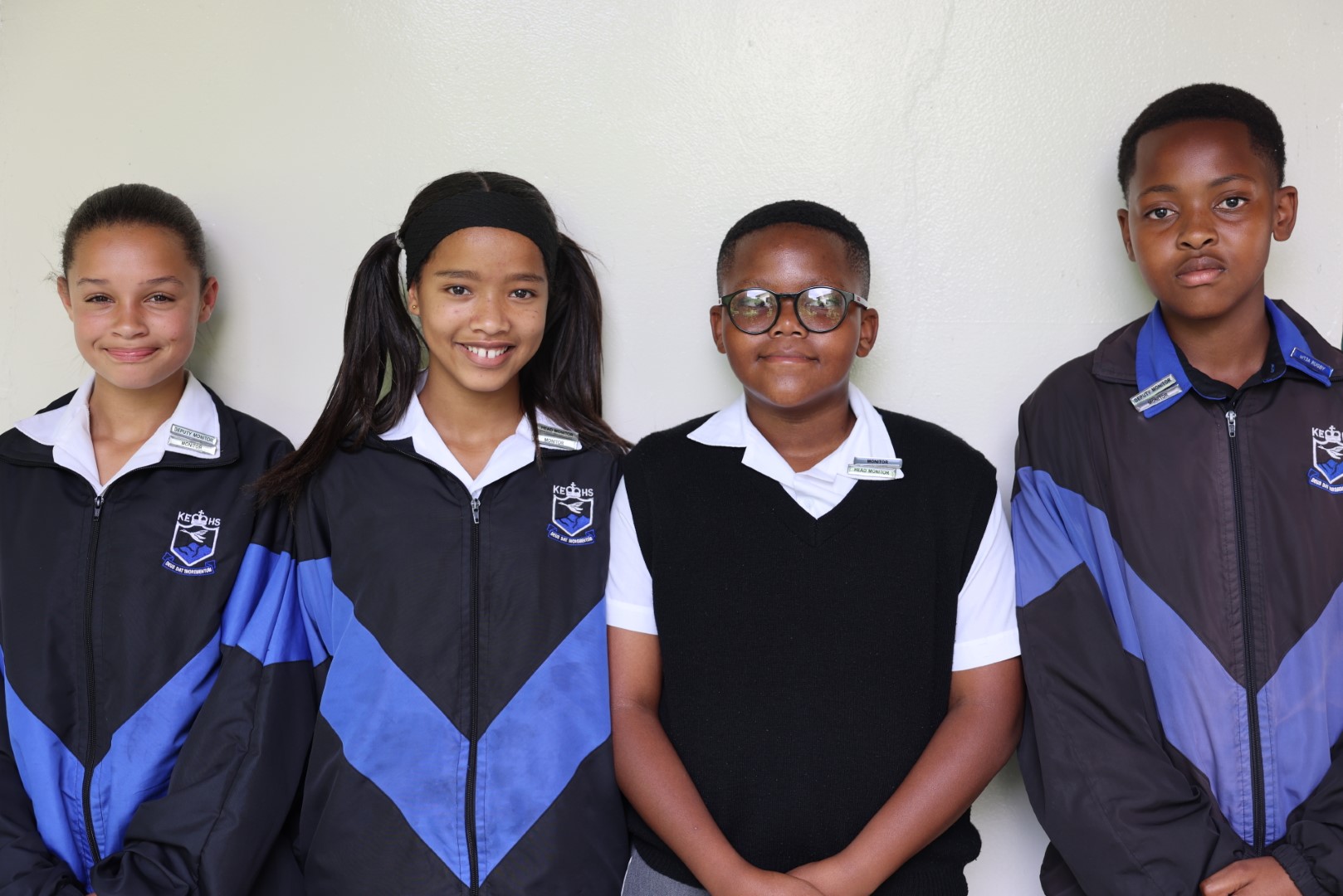 Clinae Strydom deputy head monitor. Talia Aarons head monitor. Avuyile Ntabeni head monitor. Bokamoso Khiba deputy head monitor