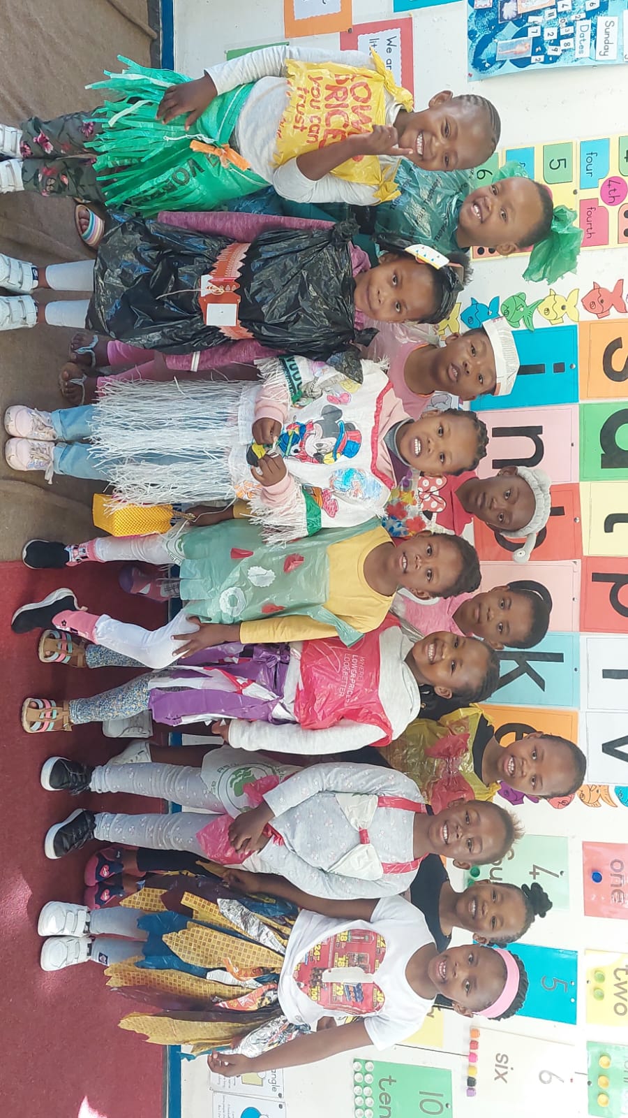 Gr R girls in their recycled outfits