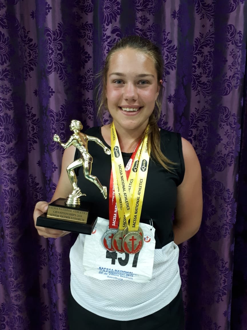 Kayla Harris was awarded Senior Victrix Ludorum at the SA Christian Schools Athletics Champs