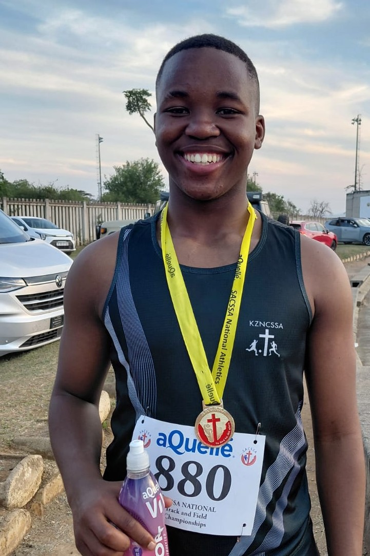 Mihle Sijeku qualified for SACSSA in the Boys U16 Hammer Throw